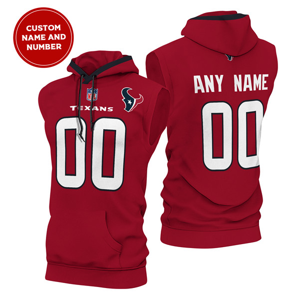 Men's Houston Texans Customized Red Limited Edition Sleeveless Hoodie